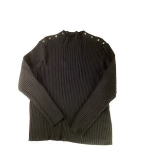 Black St. Johns Long Sleeve Sweater Ribbed Black Mock Neck Size XL